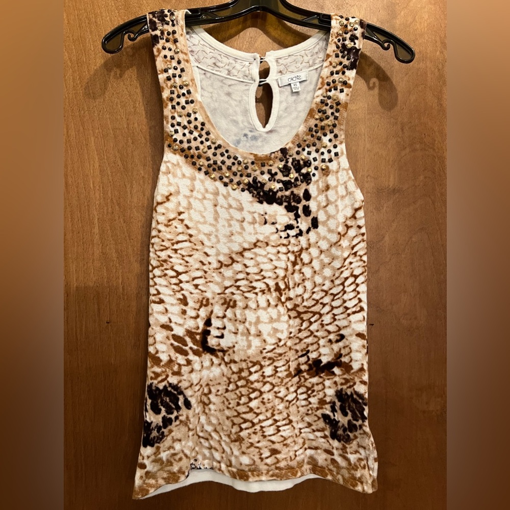 Cache Print Tank Top With Embellishments - image 2